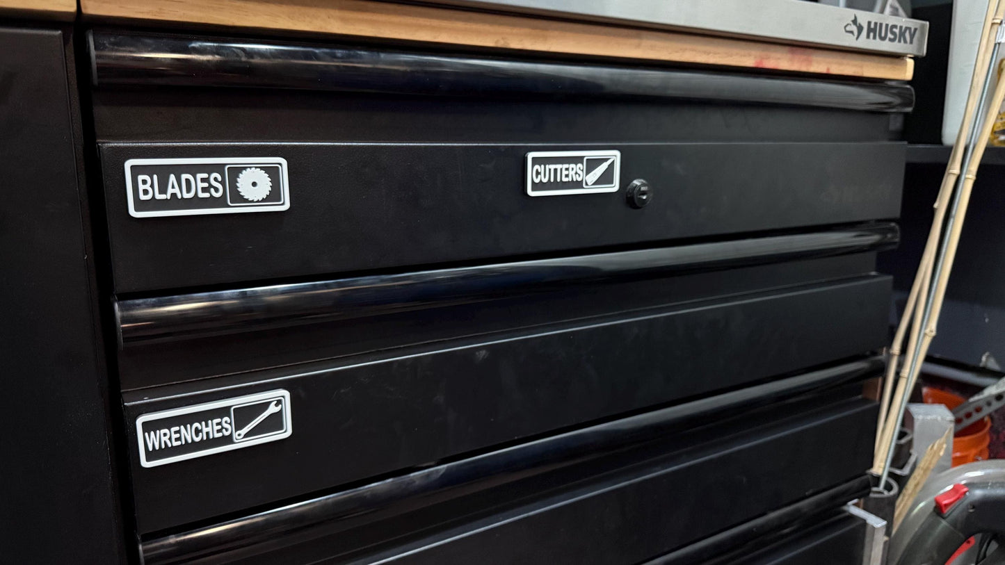 Tool Identification Tag Labels for Toolbox (Magnetic or Double sided tape)